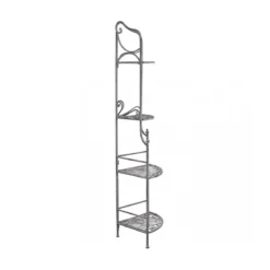 Scaffale Angolare in Metallo Antico 4 Ripiani Verniciato Bianco Portapiante