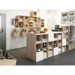 Scaffale Libreria Cubo 2 Piani Componibile in Legno Pino 36x33x71 cm