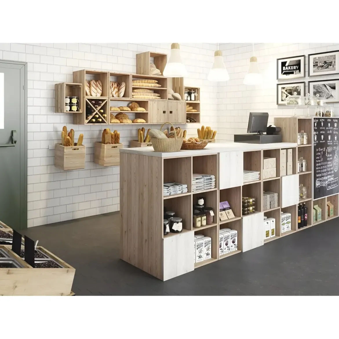 Scaffale Libreria Cubo 2 Piani Componibile in Legno Pino 36x33x71 cm
