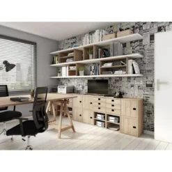Scaffale Libreria Cubo 2 Piani Componibile in Legno Pino 36x33x71 cm