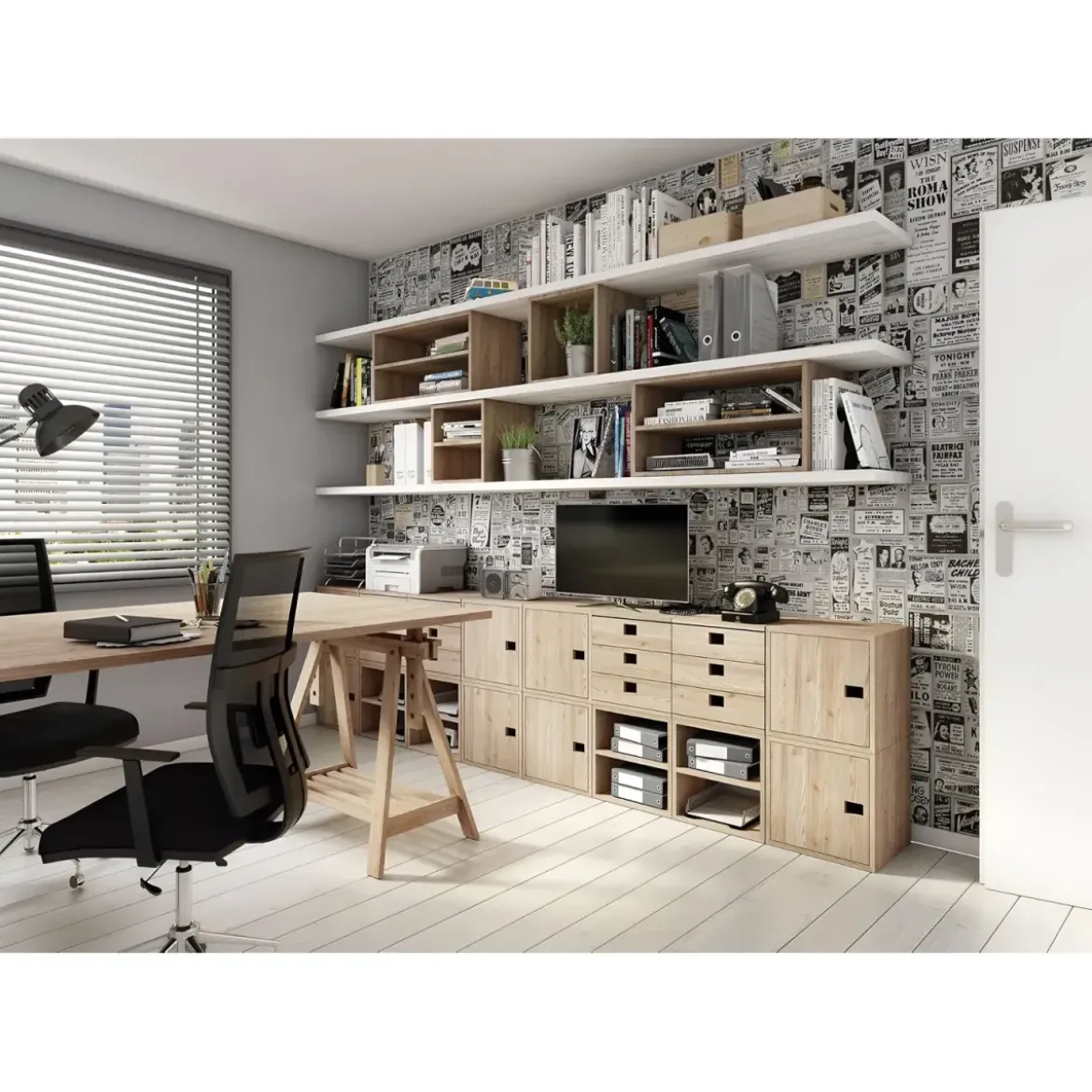 Scaffale Libreria Cubo 2 Piani Componibile in Legno Pino 36x33x71 cm