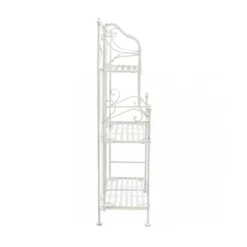 Scaffale per Piante con 3 Ripiani Bianco in Metallo Antico