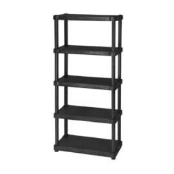 Scaffale Plastica 5 ripiani 80x30x188 cm Nero Salvaspazio da Esterno