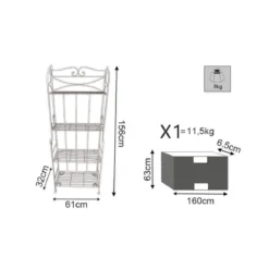 Scaffale Portapiante da Interno con 4 Ripiani Bianco in Metallo Antico