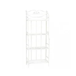 Scaffale Portapiante da Interno con 4 Ripiani Bianco in Metallo Antico