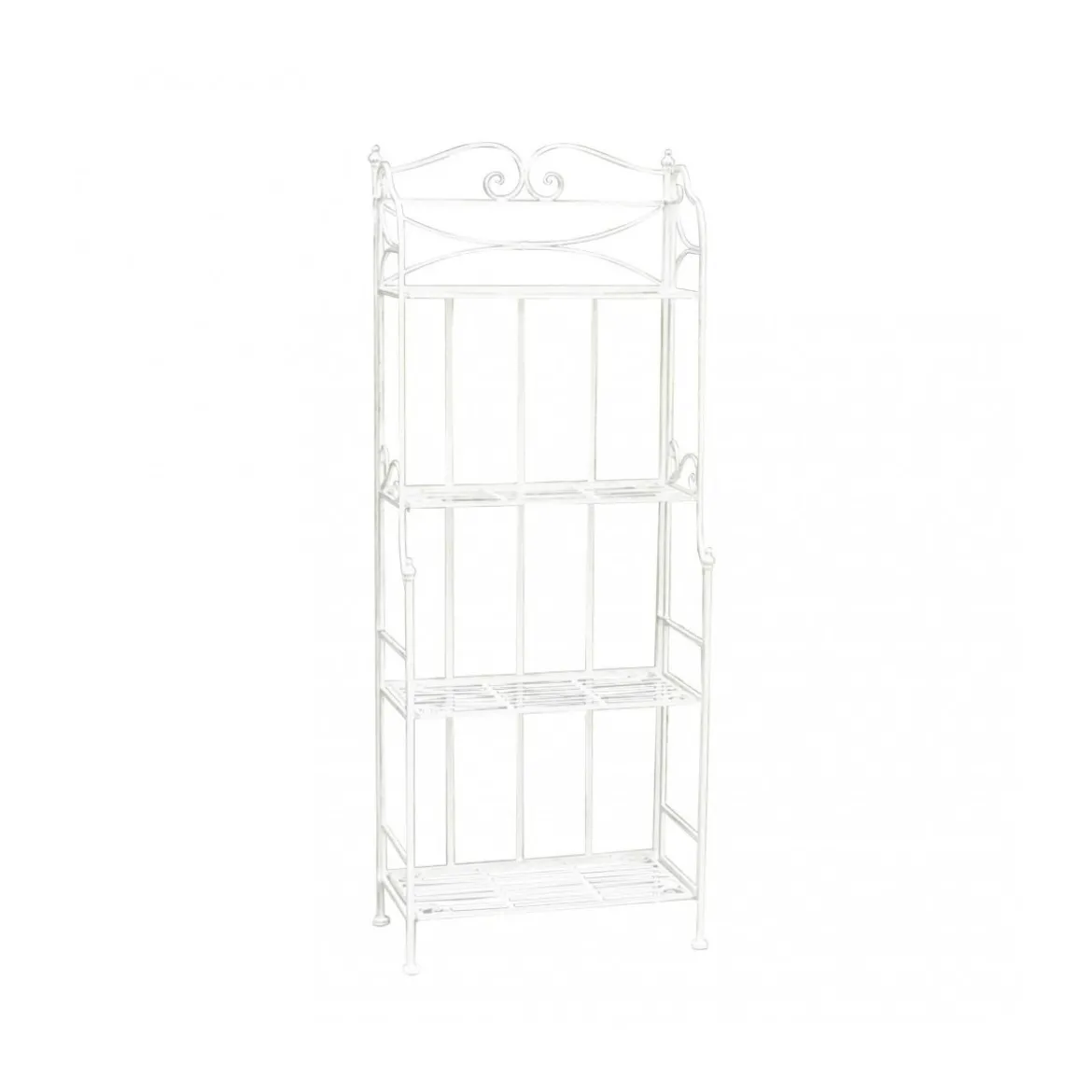 Scaffale Portapiante da Interno con 4 Ripiani Bianco in Metallo Antico