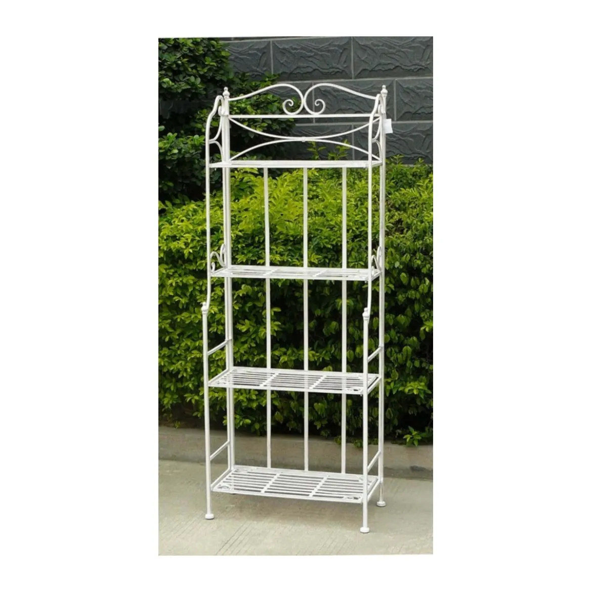Scaffale Portapiante da Interno con 4 Ripiani Bianco in Metallo Antico