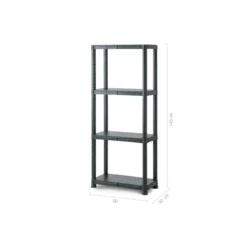 Scaffale Resina 4 Ripiani 60x30x143 cm Nero Porta Attrezzi Salvaspazio