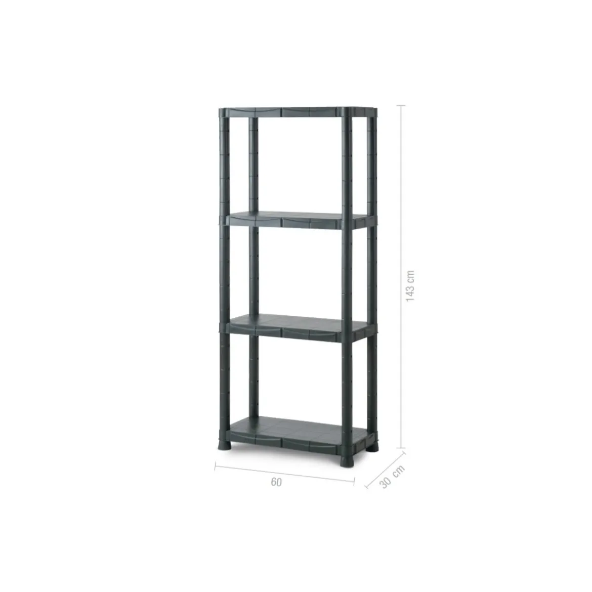 Scaffale Resina 4 Ripiani 60x30x143 cm Nero Porta Attrezzi Salvaspazio