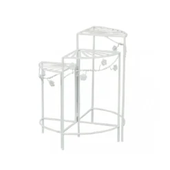 Scaffale 3 Ripiani Verniciato Bianco Fioriere Metallo Antico