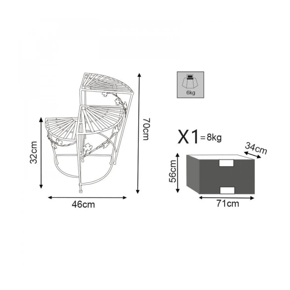 Scaffale 3 Ripiani Verniciato Bianco Fioriere Metallo Antico