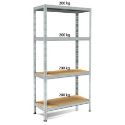 Scaffali in Metallo 4 Ripiani Legno 80x30 Rinforzati Scaffalatura Modulare
