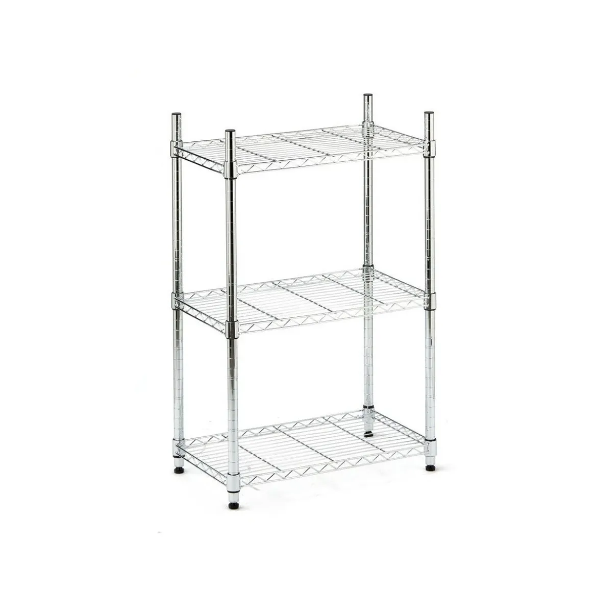 Scaffali 3 Ripiani 60x35 in Metallo Cromato Stretto per Garage Mensole Officina
