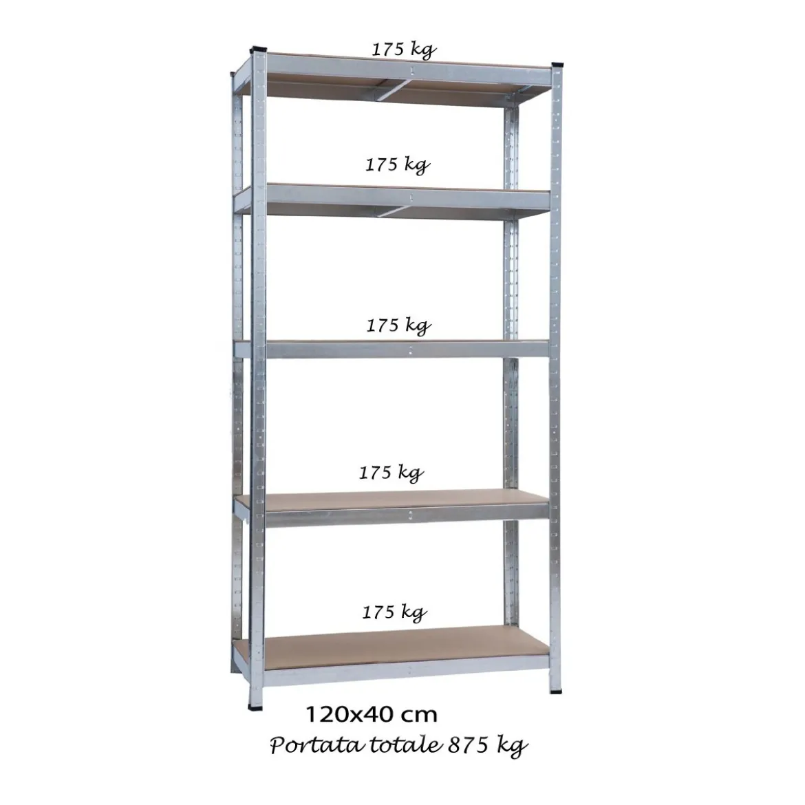Scaffali 5 Ripiani 120x40 Metallo 875 kg Garage Scaffalatura Industriale Negozio