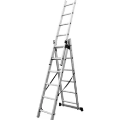 Scala a Sfilo 3 Rampe 6+6+6 Gradini in Alluminio Altezza 4m Max 150kg