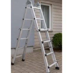 Scala 4+4 Gradini Allungabile 4.2 Multiuso Scaletta Zoppa Alluminio Telescopica