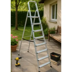 Scala 8 Gradini in Alluminio Domestica Soppalco Scalini Max 150kg Palchettone