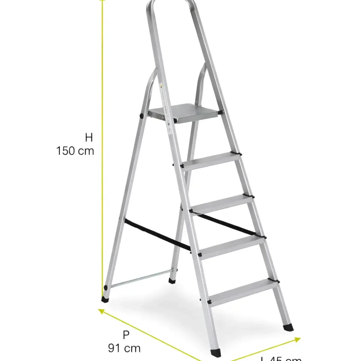 Scala 5 Gradini in Alluminio Robusta Scalini Max 150kg Richiudibile Lavori Casa