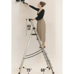 Scala in Alluminio Facal 5 gradini con Piattaforma e Portautensili