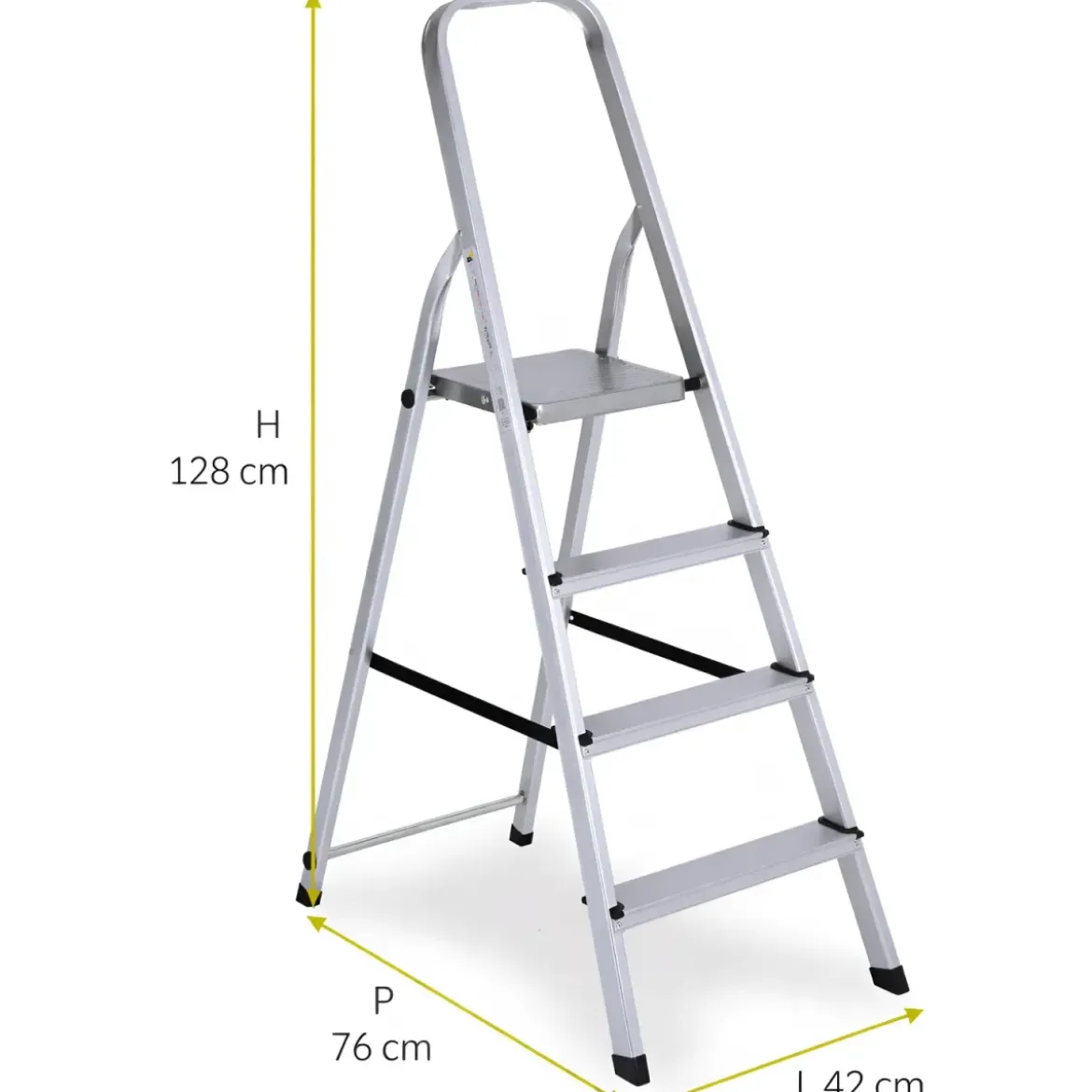 Scala in Alluminio 4 Gradini Robusta Scalini Max 150kg Sgabello Lavori Scaletta
