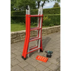 Scala Telescopica 4+4 Gradini Allungabile 3.7 mt Multiuso Scaletta Bricolage