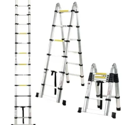 Scala Telescopica Pieghevole 10 Gradini in Alluminio Altezza 3,20m