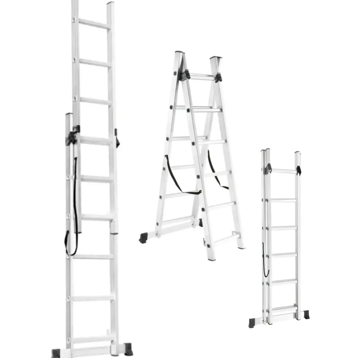 Scala Trasformabile 6+6 Gradini in Alluminio Pieghevole Altezza 2,7m