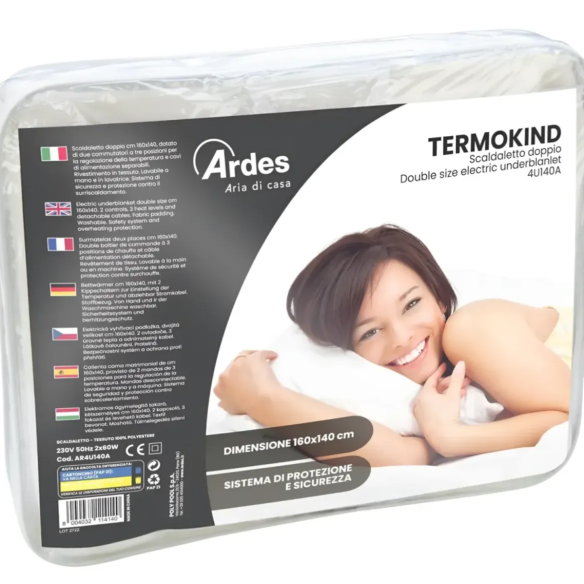 Scaldaletto Elettrico Ardes Matrimoniale 160x140 cm 3 Temperature