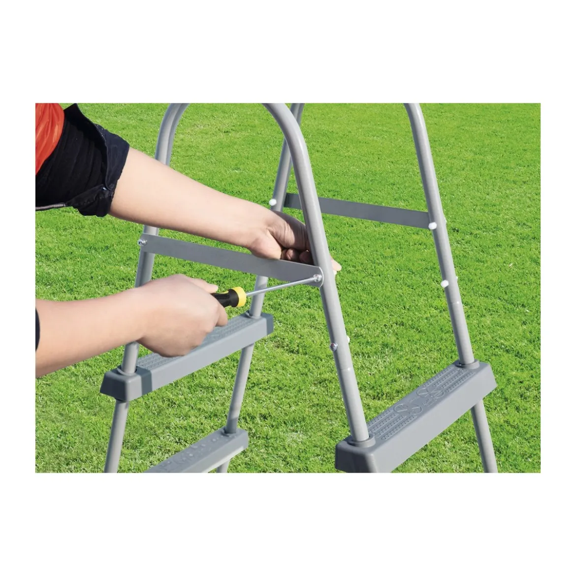 Scaletta per Piscina Fuori Terra 2 Gradini Altezza 84 cm Antiruggine Acciaio