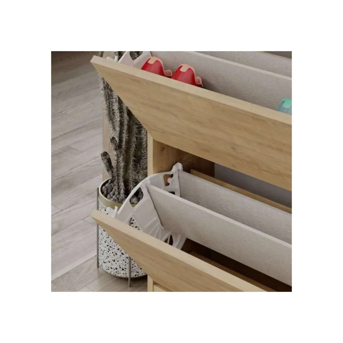 Scarpiera 4 Ante a Ribalta Doppie Legno Rovere Chiaro