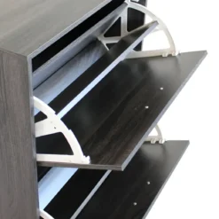 Scarpiera 2 Ante a Ribalta Slim Salvaspazio Legno Grigio Scuro Moderno