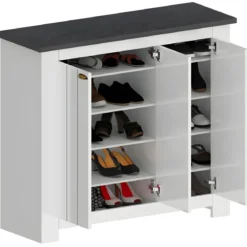 Scarpiera 3 Ante Mobile Ingresso Bianco Report 8 Ripiani 114x42x100 cm