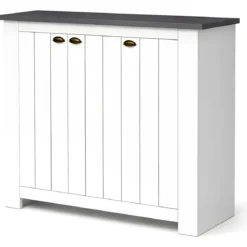 Scarpiera 3 Ante Mobile Ingresso Bianco Report 8 Ripiani 114x42x100 cm
