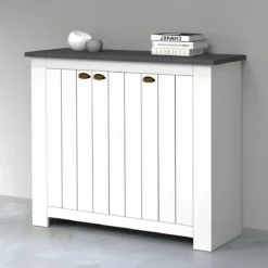 Scarpiera 3 Ante Mobile Ingresso Bianco Report 8 Ripiani 114x42x100 cm