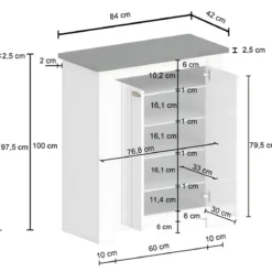 Scarpiera 2 Ante Mobile Ingresso Bianco Report 4 Ripiani 84x42x100 cm