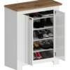 Scarpiera 2 Ante Mobile Ingresso Bianco Rovere 4 Ripiani 84x42x100 cm