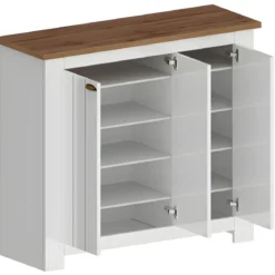 Scarpiera 3 Ante Mobile Ingresso Bianco Rovere 8 Ripiani 114x42x100 cm