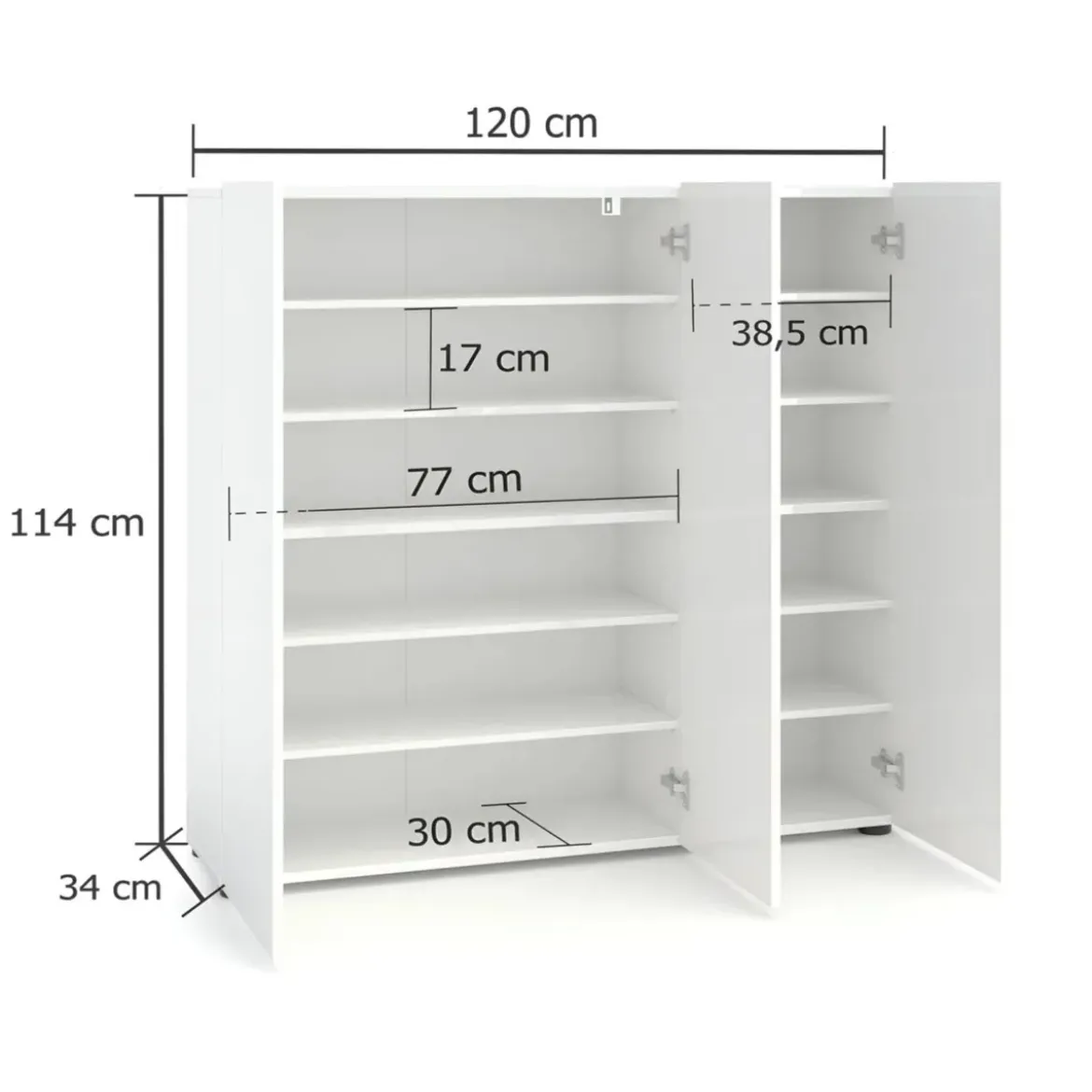 Scarpiera 3 Ante 120x34x115 cm Bianco Mobile Salvaspazio