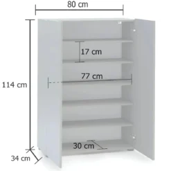 Scarpiera 2 Ante 80x34x114 cm Grigia Salvaspazio