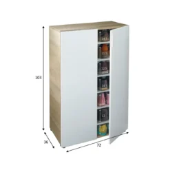 Scarpiera 2 Ante 72x36x103 cm Rovere Bianco Artik con 6 Ripiani