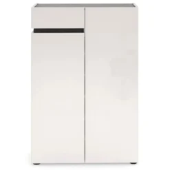 Scarpiera Bianca 80x34x115 cm 2 Ante e Cassetto Soft-Close