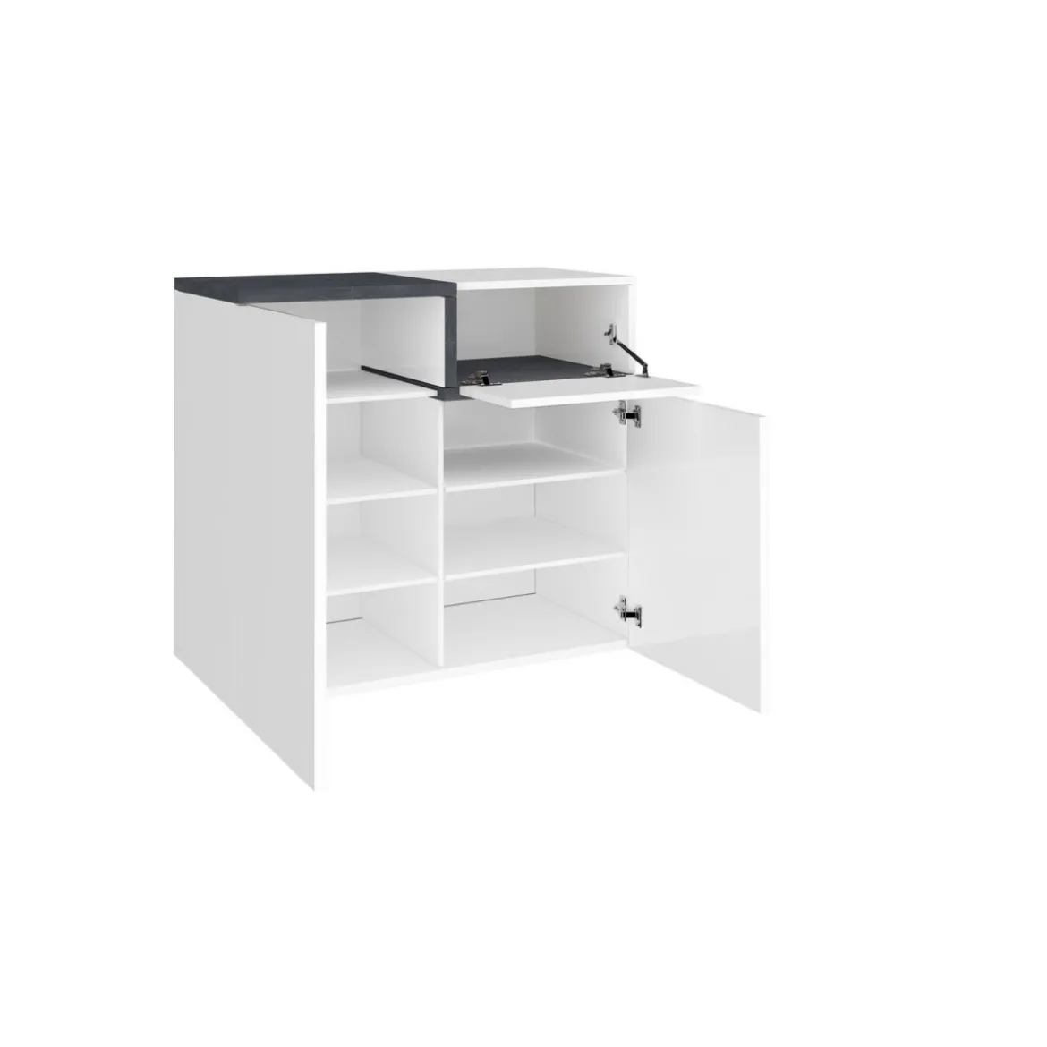 Scarpiera da Ingresso Bianco e Ardesia Mobile Porta Scarpe con 2 Ante