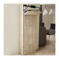 Scarpiera Design Slim Moderno Olmo in Legno 5 Ante Salvaspazio in Legno Per Ingresso