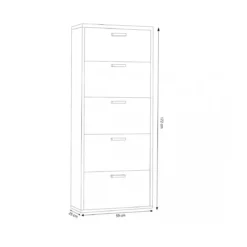 Scarpiera Design Slim Moderno Olmo in Legno 5 Ante Salvaspazio in Legno Per Ingresso
