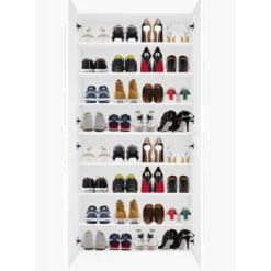 Scarpiera in Legno a 4 Ante per 32 Paia di Scarpe Mobile Bianco Lucido
