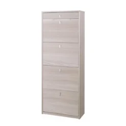 Scarpiera in Legno Olmo 4 Ante a Ribalta Doppia Cassetto 20 Paia Porta Scarpe