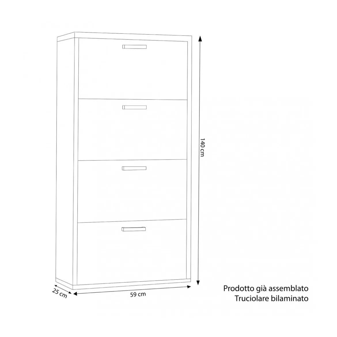 Scarpiera Olmo Slim a 4 Ante Ribalta Doppie Porta Scarpe Salvaspazio