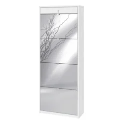 Scarpiera Ossido Bianco 4 Ante a Specchio Ribalta Doppia 20 Paia Cassetto Scarpe