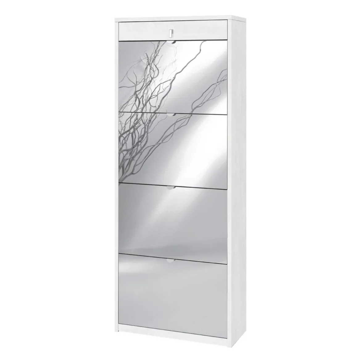 Scarpiera Ossido Bianco 4 Ante a Specchio Ribalta Doppia 20 Paia Cassetto Scarpe