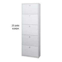 Scarpiera 25 paia 5 Ante a Ribalta Doppia Bianco Portascarpe Salvaspazio Slim